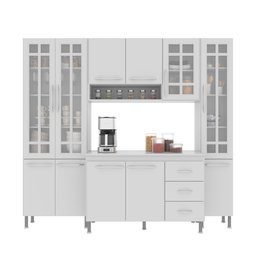 Cozinha Modulada Compacta Fidelitá Viena 4 Peças 225cm 11 Portas 3 Gavetas com Tampo - 3