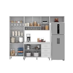Cozinha Modulada Compacta Fidelitá Viena 4 Peças 260cm 11 Portas 3 Gavetas com Tampo - 2