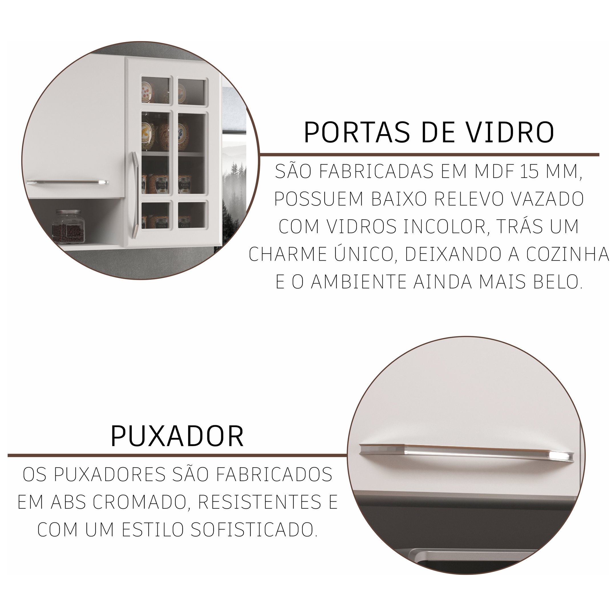 Cozinha Modulada Compacta Fidelitá Viena 4 Peças 260cm 11 Portas 3 Gavetas com Tampo - 5