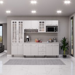 Cozinha Modulada Completa Fidelitá Viena 5 Peças 260cm 13 Portas 3 Gavetas com Tampo - 1