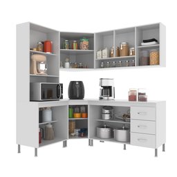 Cozinha Modulada Completa Fidelitá Viena 5 Peças 340cm 12 Portas 3 Gavetas com Tampo - 2