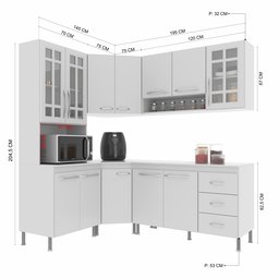 Cozinha Modulada Completa Fidelitá Viena 5 Peças 340cm 12 Portas 3 Gavetas com Tampo - 4