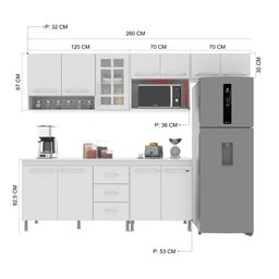 Cozinha Modulada Completa Fidelitá Viena 5 Peças 260cm 11 Portas 3 Gavetas com Tampo - 4