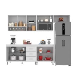Cozinha Modulada Completa Fidelitá Viena 5 Peças 260cm 11 Portas 3 Gavetas com Tampo - 2