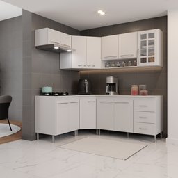 Cozinha Modulada Completa Fidelitá Viena 6 Peças 340cm 12 Portas 3 Gavetas com Tampo - 1