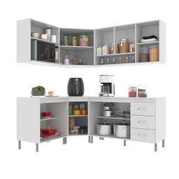 Cozinha Modulada Completa Fidelitá Viena 6 Peças 340cm 12 Portas 3 Gavetas com Tampo - 2