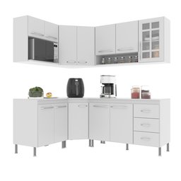 Cozinha Modulada Completa Fidelitá Viena 6 Peças 340cm 12 Portas 3 Gavetas com Tampo - 3