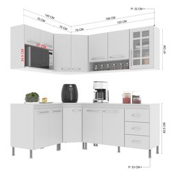 Cozinha Modulada Completa Fidelitá Viena 6 Peças 340cm 12 Portas 3 Gavetas com Tampo - 4