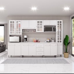 Cozinha Modulada Completa Fidelitá Viena 6 Peças 295cm 15 Portas 3 Gavetas com Tampo - 1