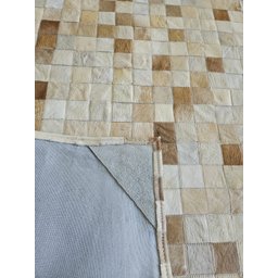 Tapete de Couro Quadriculado 2,00 X 1,50 M Bege Malhado - 4