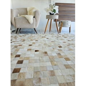 Tapete de Couro Quadriculado 2,00 X 1,50 M Bege Malhado