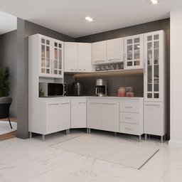Cozinha Modulada Completa Fidelitá Viena 6 Peças 375cm 14 Portas 3 Gavetas com Tampo - 1