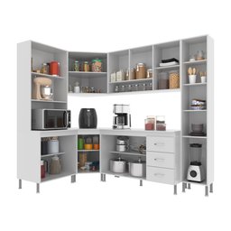 Cozinha Modulada Completa Fidelitá Viena 6 Peças 375cm 14 Portas 3 Gavetas com Tampo - 2