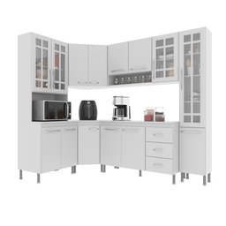 Cozinha Modulada Completa Fidelitá Viena 6 Peças 375cm 14 Portas 3 Gavetas com Tampo - 3