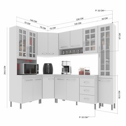 Cozinha Modulada Completa Fidelitá Viena 6 Peças 375cm 14 Portas 3 Gavetas com Tampo - 4