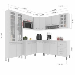 Cozinha Modulada Completa Fidelitá Viena 7 Peças 410cm 16 Portas 3 Gavetas com Tampo - 4