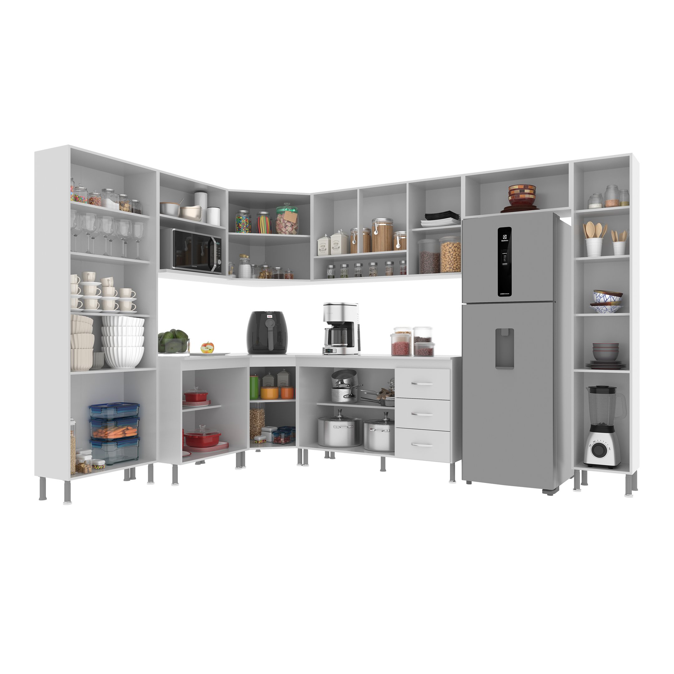 Cozinha Modulada Completa Fidelitá Viena 9 Peças 515cm 20 Portas 3 Gavetas com Tampo - 2