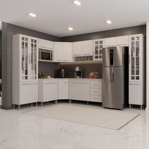 Cozinha Modulada Completa Fidelitá Viena 9 Peças 515cm 20 Portas 3 Gavetas com Tampo