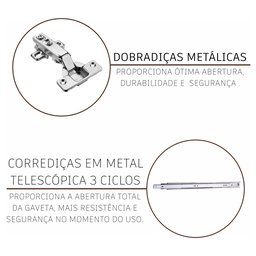 Cozinha Modulada Completa Fidelitá Viena 9 Peças 515cm 20 Portas 3 Gavetas com Tampo - 7