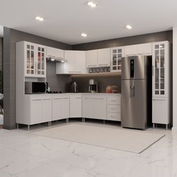 Cozinha Modulada Completa Fidelitá Viena 9 Peças 515cm 20 Portas 3 Gavetas com Tampo - 1