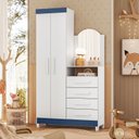 Ver imagem 2 de Guarda Roupa Cômoda 04 Gavetas e 02 Portas Infantil Amora Branco/Quadriflex: Branco, Rosa, Azul/Titanium