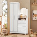 Ver imagem 1 de Guarda Roupa Cômoda 04 Gavetas e 02 Portas Infantil Amora Branco/Quadriflex: Branco, Rosa, Azul/Titanium
