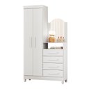 Ver imagem 5 de Guarda Roupa Cômoda 04 Gavetas e 02 Portas Infantil Amora Branco/Quadriflex: Branco, Rosa, Azul/Titanium