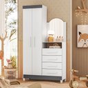 Ver imagem 4 de Guarda Roupa Cômoda 04 Gavetas e 02 Portas Infantil Amora Branco/Quadriflex: Branco, Rosa, Azul/Titanium