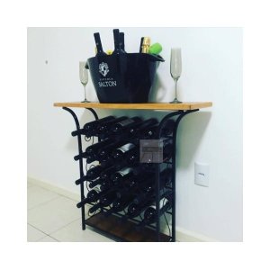 adega aparador BAR ferro e madeira para 20 garrafas vinho bar aparador móvel