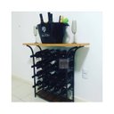 Ver imagem 1 de adega aparador BAR ferro e madeira para 20 garrafas vinho bar aparador móvel