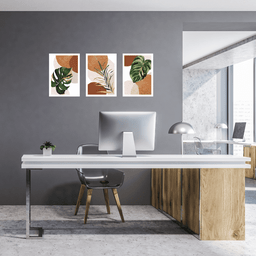Tríptico - Quadros Decorativos Floral Costela de Eva Grande:Branco - 2