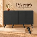 Ver imagem 2 de Aparador Buffet Retrô 4 Portas MDP 123cm Preto Multimóveis