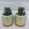 Conjunto de dois vasos de cimento com estampa geométrica dourada - 3
