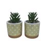 Conjunto de dois vasos de cimento com estampa geométrica dourada - 2
