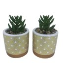 Ver imagem 1 de Conjunto de dois vasos de cimento com estampa geométrica dourada