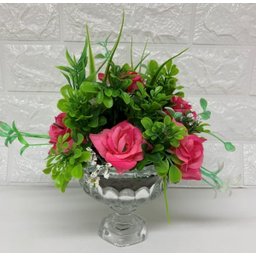 Vaso taça de vidro com rosas - 2