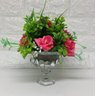 Vaso taça de vidro com rosas - 1