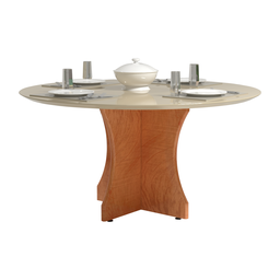 Mesa Redonda de Jantar Sala de Estar e Cozinha Vidro e Mdf - 2