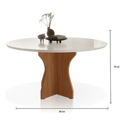 Mesa Redonda de Jantar Sala de Estar e Cozinha Vidro e Mdf - 3