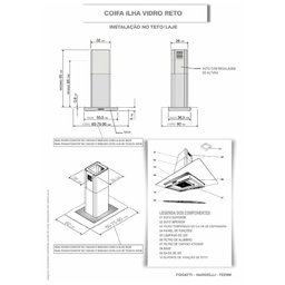 Coifa Fogatti Ilha Black Vidro Reto 60 cm - 3