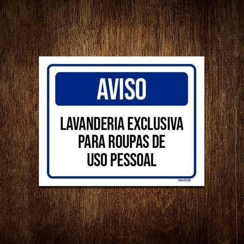 Kit 5 Placas Aviso Lavanderia Exclusiva Roupa Pessoal