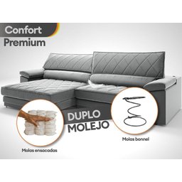 Sofá de Duplo Molejo com Carregador Usb, Retrátil e Reclinável Valencia 2,90m Veludocristal Cinza - 5