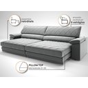 Ver imagem 5 de Sofá de Duplo Molejo com Carregador Usb, Retrátil e Reclinável Valencia 2,90m Veludocristal Cinza