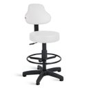 Ver imagem 1 de Cadeira Mocho Alto Encosto Alto Giratória com Sapatas - Branco