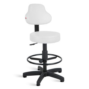 Cadeira Mocho Alto Encosto Alto Giratória com Sapatas - Branco