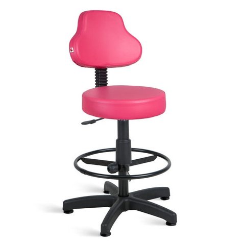 Cadeira Mocho Alto Encosto Alto Giratória com Sapatas - Rosa