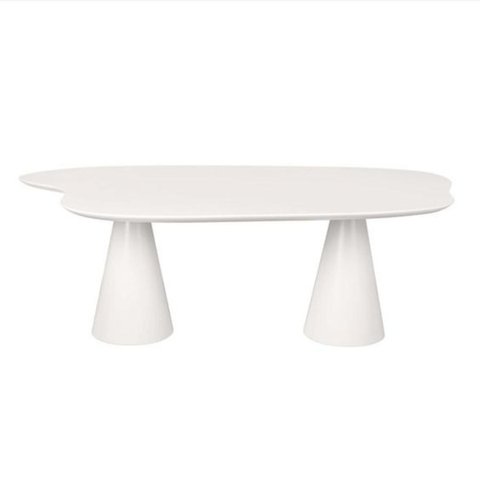 Mesa de Jantar 198x122 Cone Orgânica Nuvem Cor Branca Linn Design Decor Mesa Orgânica Nuvem