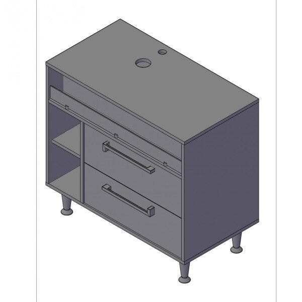 Gabinete para Banheiro Cuba e Armário com Espelho 80cm Luise Móveis Bosi - 4