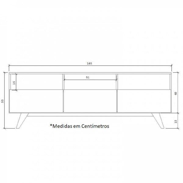 Rack para TV até 65 Polegadas 3 Portas 3 Nichos Estilare - 3