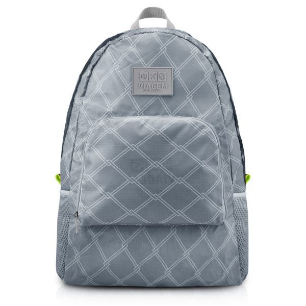 Mochila Dobrável de Viagem Compacta Feminina Masculina Leve:Cinza
